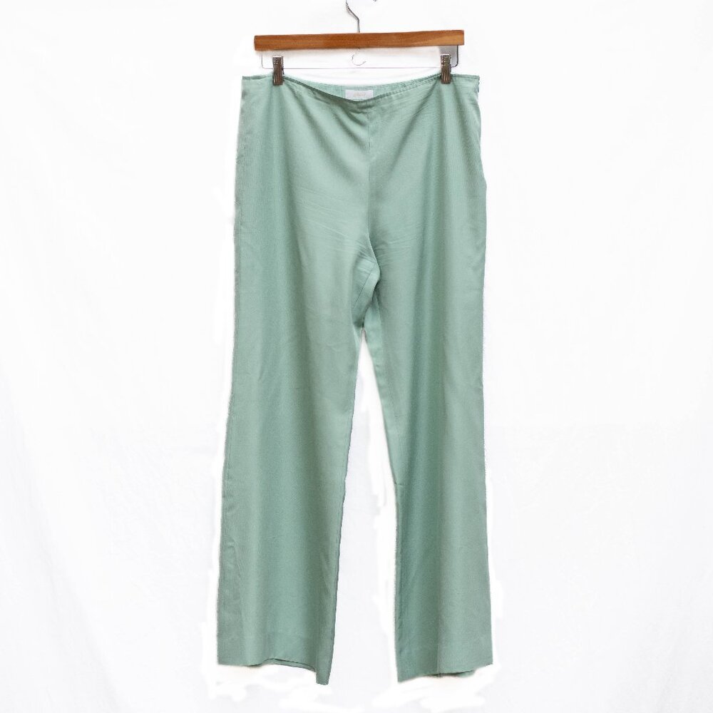 VTG‎ Brioni 100% Silk Wide-Leg Pants W35 L31 Mint Green Y2K Italy Quiet Luxury